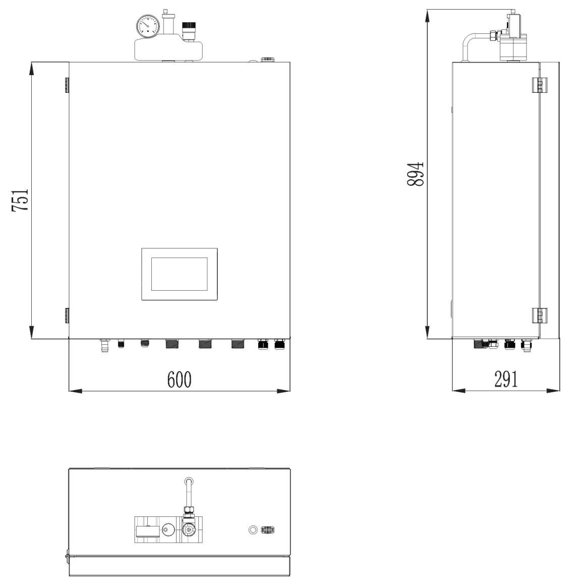 Diagram över dimensioner för MyCond BeeSmart inomhusenhet för optimalt utnyttjande av utrymmet.