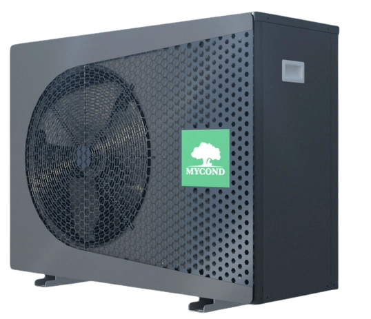 Illustration av installationsalternativ för MyCond BeeThermic Monoblock värmepump.