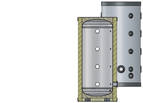 MyCond MBT 80 & MBT 100 Diagram över bufferttank som visar energioptimering.
