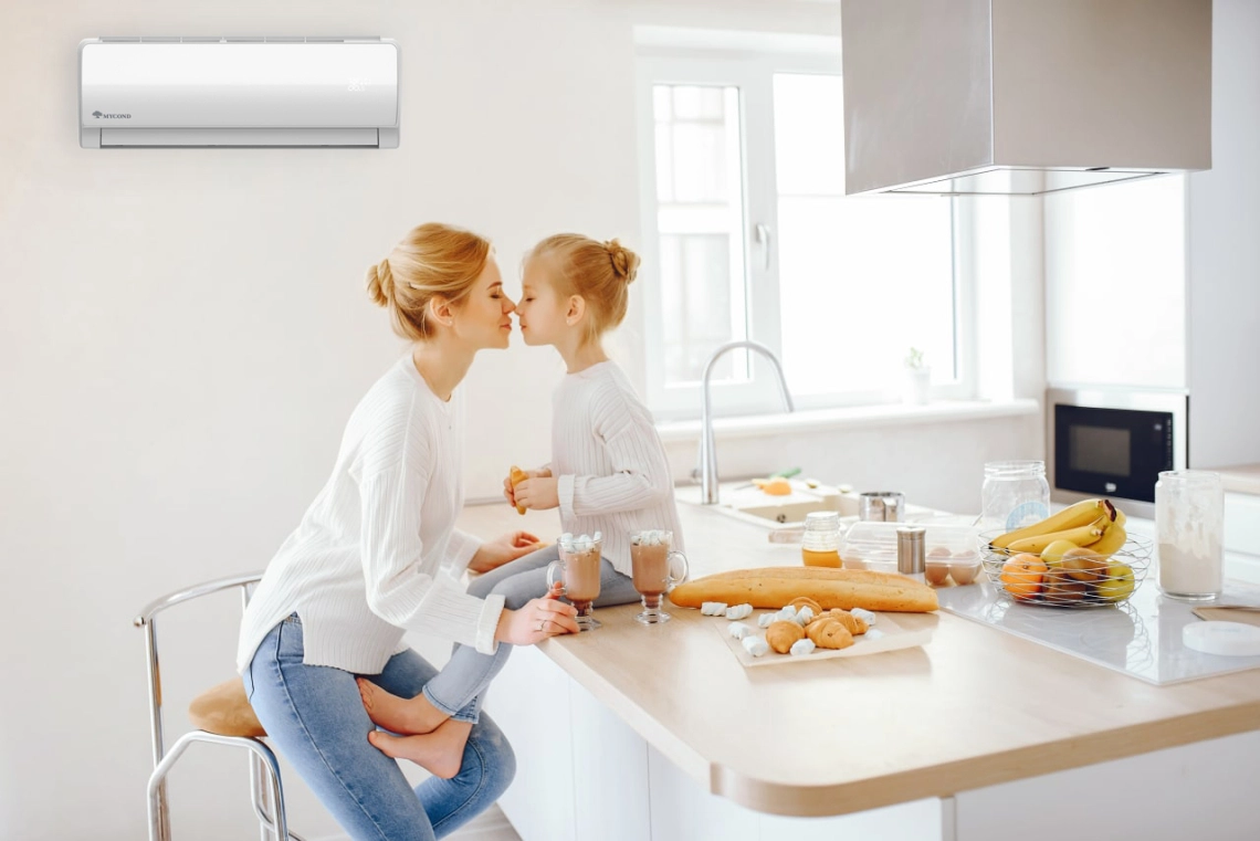 MyCond MHW Väggmonterad fläktkonvektor med LED-display och viloläge.