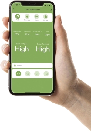 MyCond MVS***-DW mobilapplikation för styrning av ventilation via smartphone