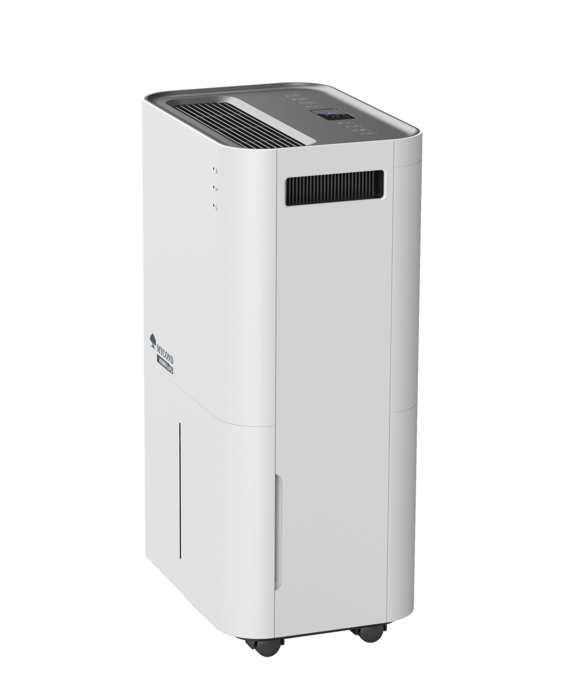 MyCond Roomer Eco 25 Kompakt rumsavfuktare med modern kontrollpanel.