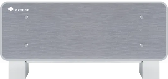 Designad golvstående fläktkonvektor Silver Glass Low-serien